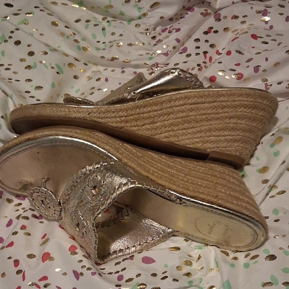 Jack Rogers Metallic Gold Braided Thong Sandals - Picture 2 of 5